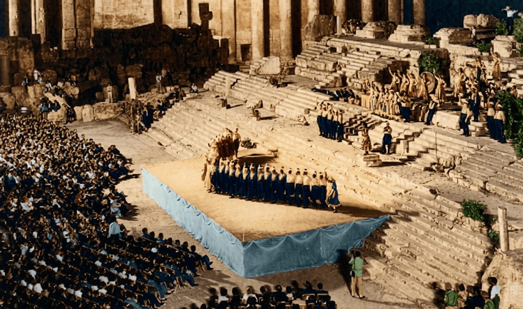 Rahbani brothers & Feiruz at Ballbeck festival - 1961