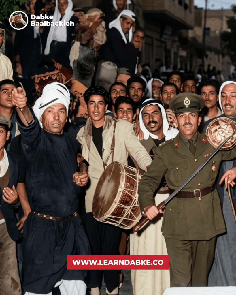 Old Baalbek wedding. Doukhi Solh and Abu Majed with sword and shield-Restored by Zorba Academy