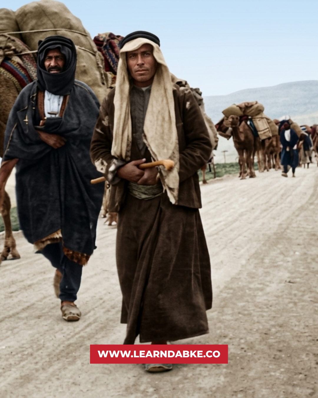 قافلة من الجمال على طريق بعلبك -Restored by Zorba Academy