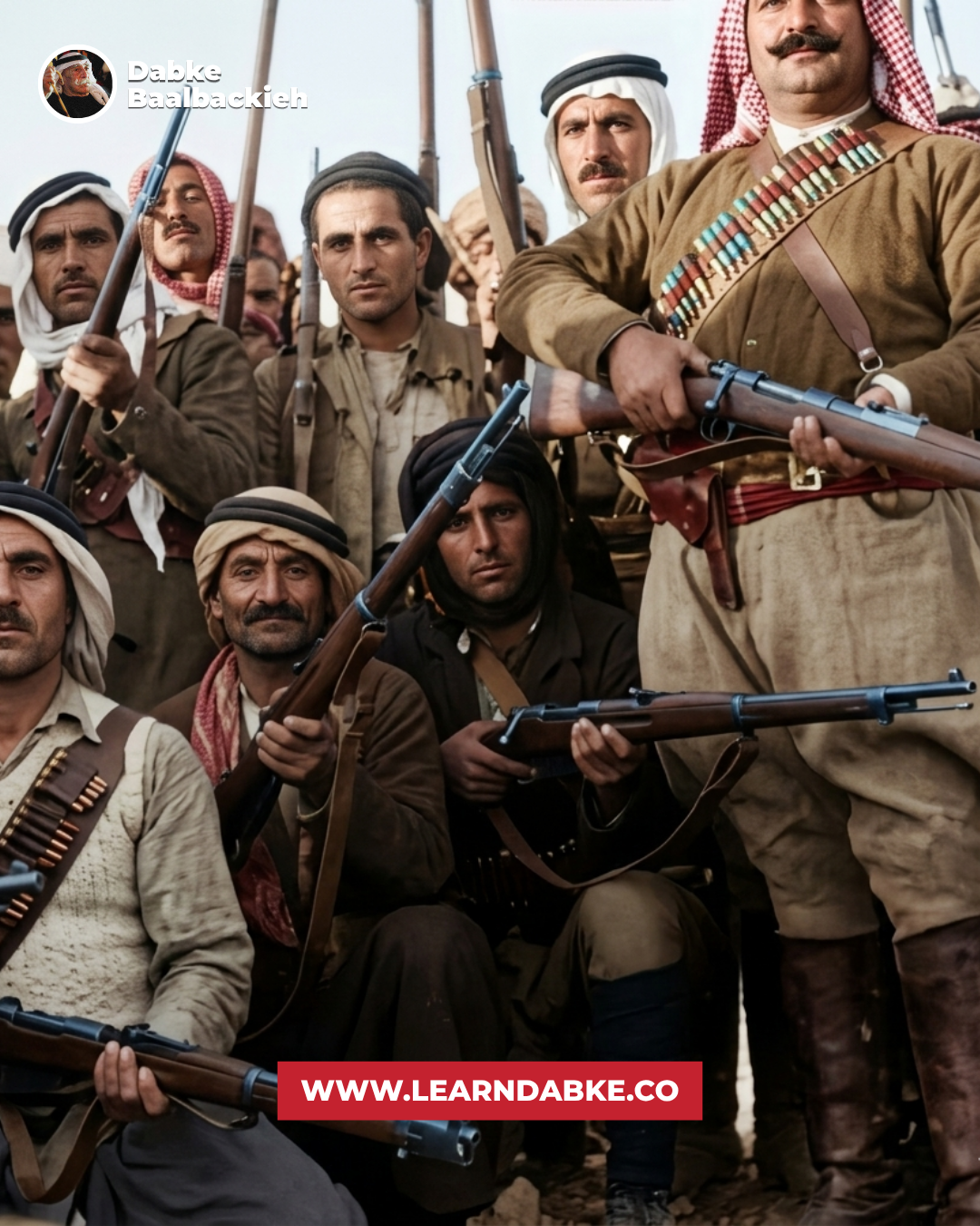 1948. Abu Majed Solh, Emir Majid Arslan, with Abu Youssef Solh behind-Restored by Zorba Academy