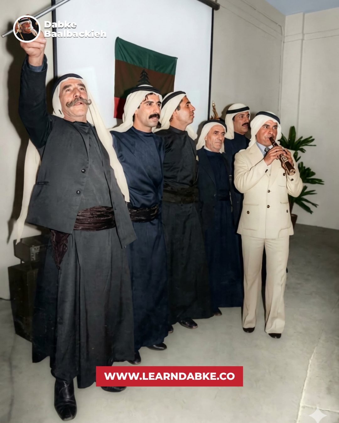 Left to Right: Abu Yehya, Ali Hlehel, Abu Mustafa Shalha, Abu Majed, Abu Khaled, Mohammed Rashid Solh-Restored by Zorba Academy