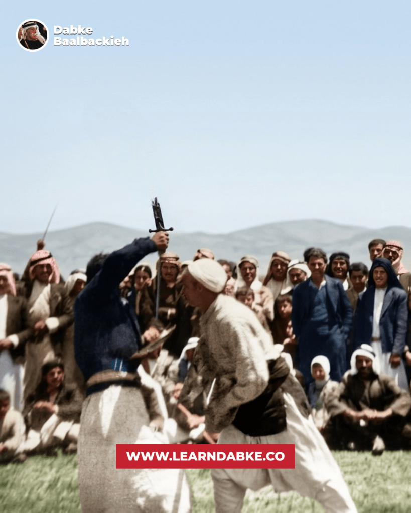 Baalbek wedding, Doukhi Solh with sword and shield-Restored by Zorba Academy