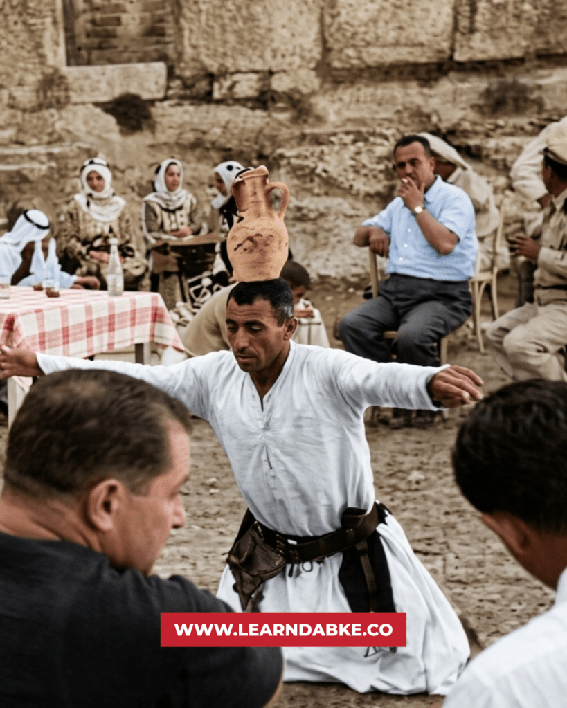 Doukhi Solh performing the jug dance before the Baalbek Festival committee-Restored by Zorba Academy
